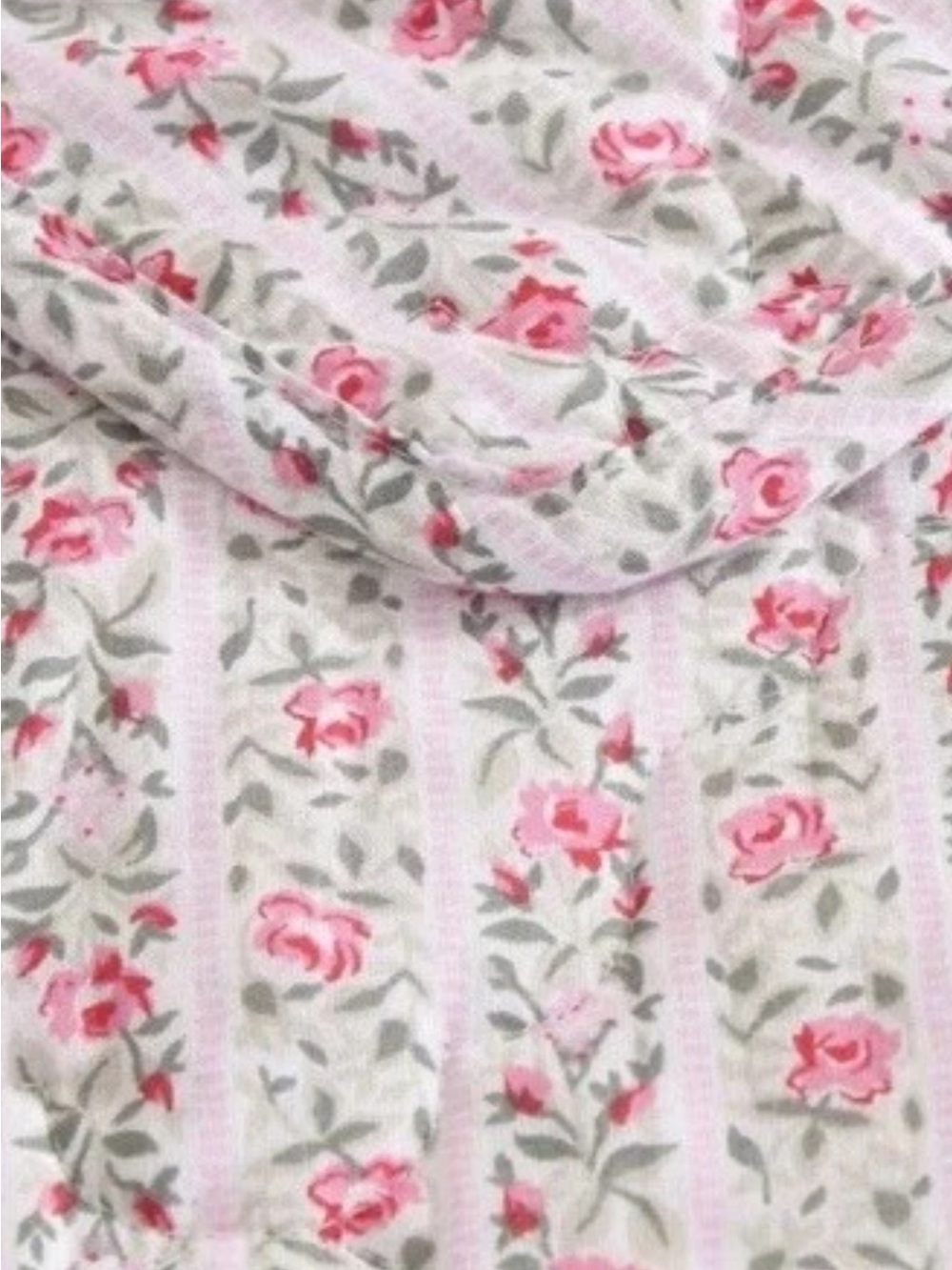 Pink Floral Striped KING 3 Pc. Quilt Set ~ 100% Cotton ~ Timeless All Seasons - Picture 16 of 16